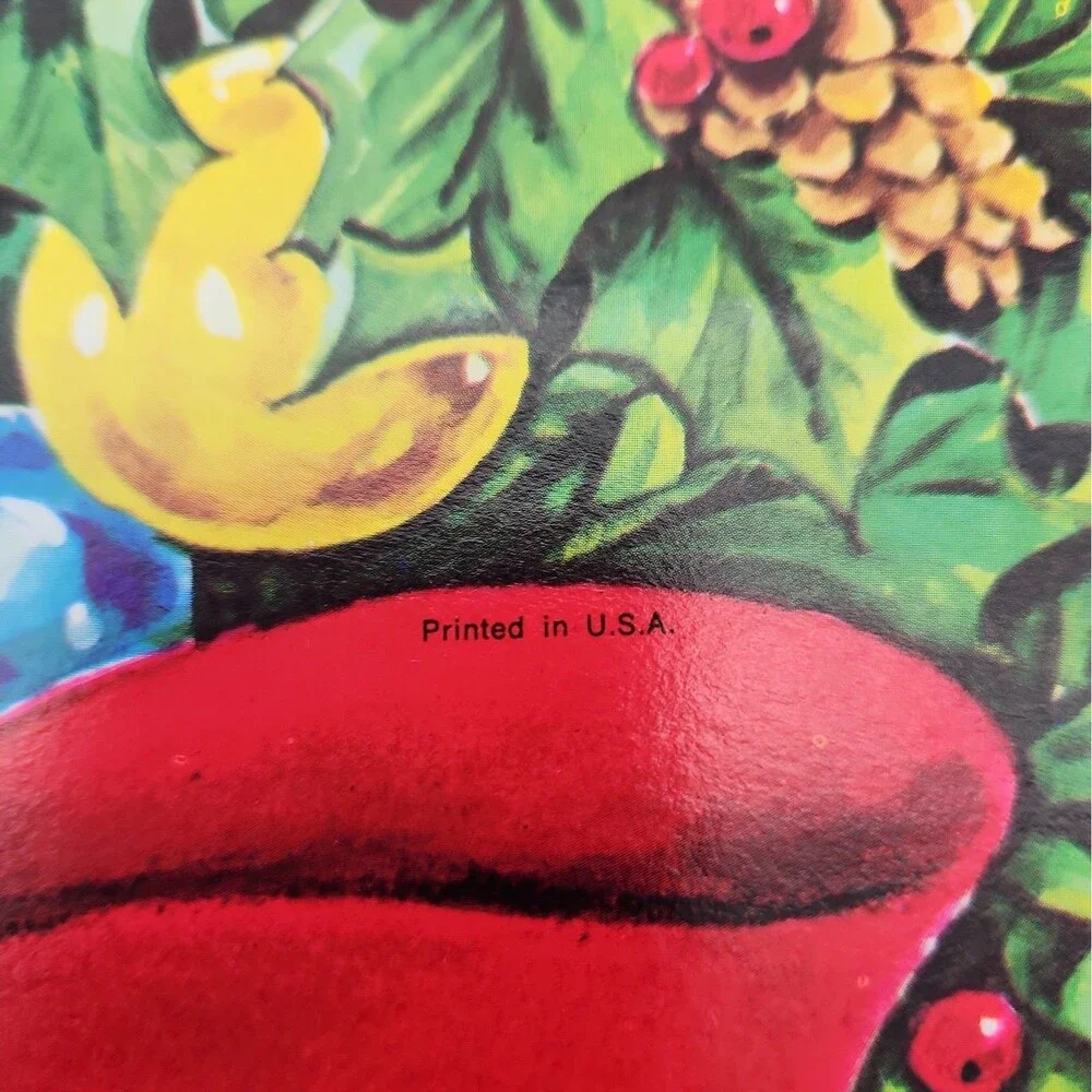 Die Cut Santa HMS INC & Wreath Kitschy Christmas Wall Decoration 60s VTG Classic
